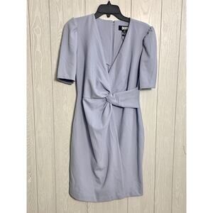 DKNY Sky Mist Blue Wrap Dress Short Sleeve Size 4 NWT